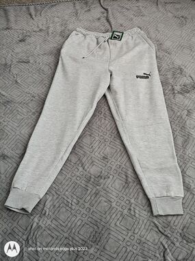 Puma Light Gray Men's Jogger Sweatpants Cotton Size Large